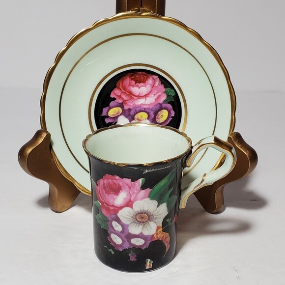 Paragon Small Teacup and Saucer Pink Purple White Flowers Vintage - Picture 8 of 12